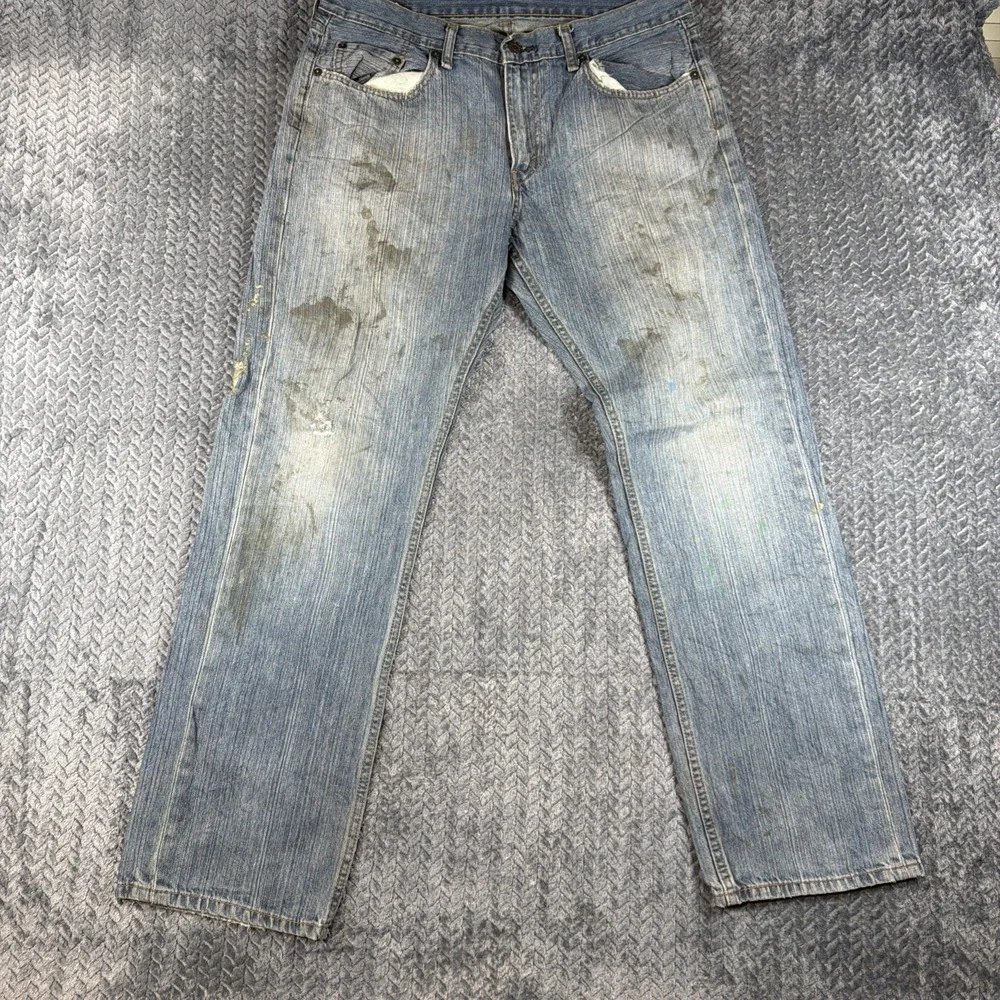 Levis 559 Jeans Mens 34x32 Blue Denim Cotton Faded Faded Straight Workwear Adult
